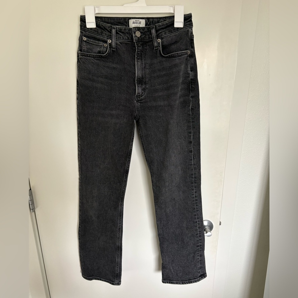 Agolde Washed Black Straight Jeans